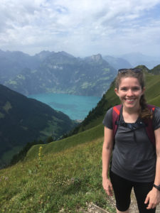 Hiking up Fronalpstock, a mountain in the Swiss Alps