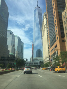 Driving through NYC and catching a glimpse of the Freedom Tower standing tall in the daylight